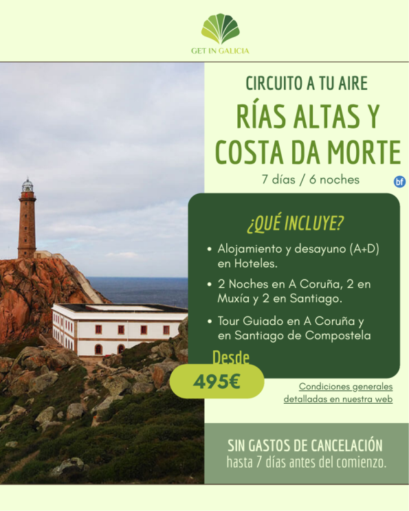 Circuito a tu aire - Rias Altas y Costa da Morte - en Hoteles con Desayuno. 7 días / 6 noches. 495 € 