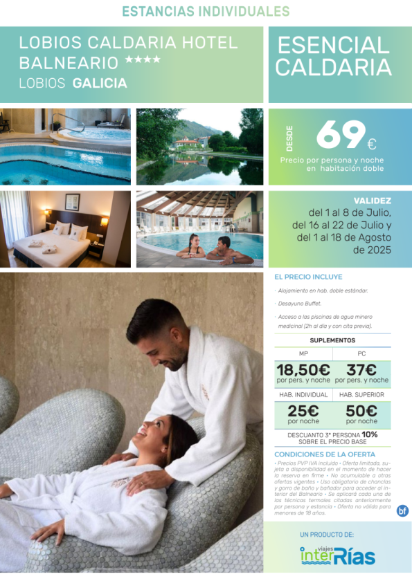 Esencial Caldaria Lobios Caldaria Hotel Balneario (Lobios - Galicia).- Hoteles para Individuales