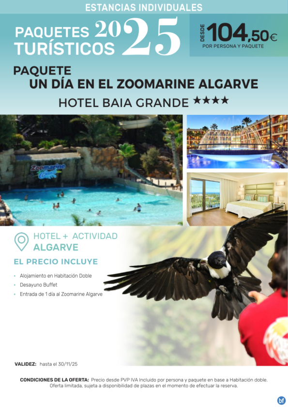 Un día en el Zoomarine Algarve Hotel Baia Grande 4*.- Paquetes turísticos para Individuales