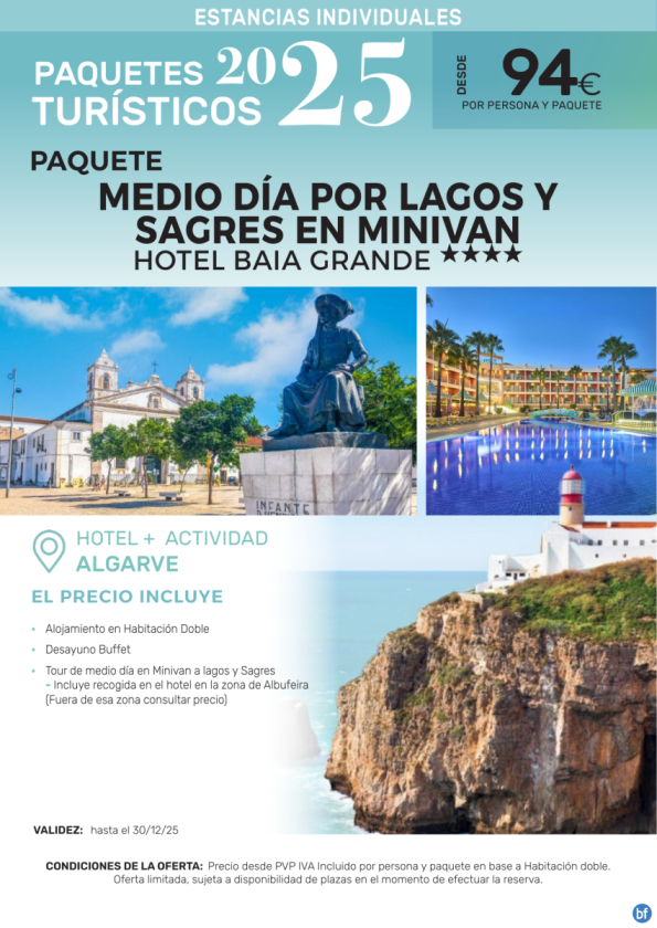 Medio día por Lagos y Sagres en Minivan Hotel Baia Grande 4*.- Paquetes turísticos para Individuales