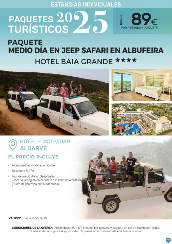 Medio día en Jeep Safari en Albufeira Hotel Baia Grande 4*.- Paquetes turísticos para Individuales