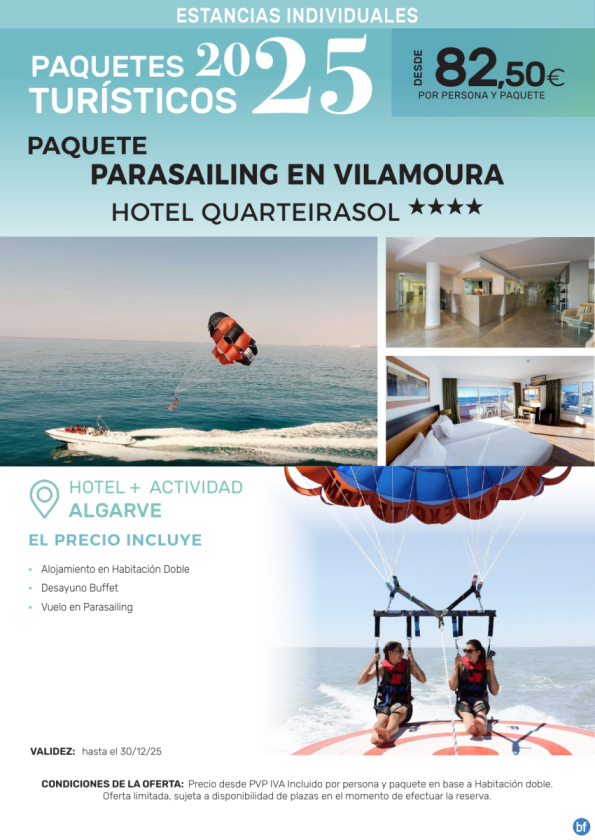 Parasailing en Vilamoura Hotel Quarteirasol 4*.- Paquetes turísticos para Individuales