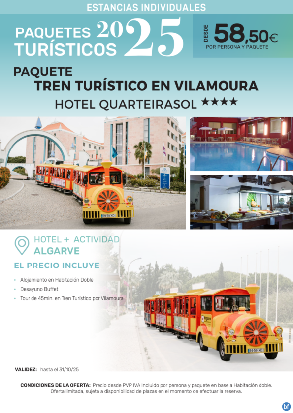 Tren Turístico en Vilamoura Hotel Quarteirasol 4*.- Paquetes turísticos para Individuales