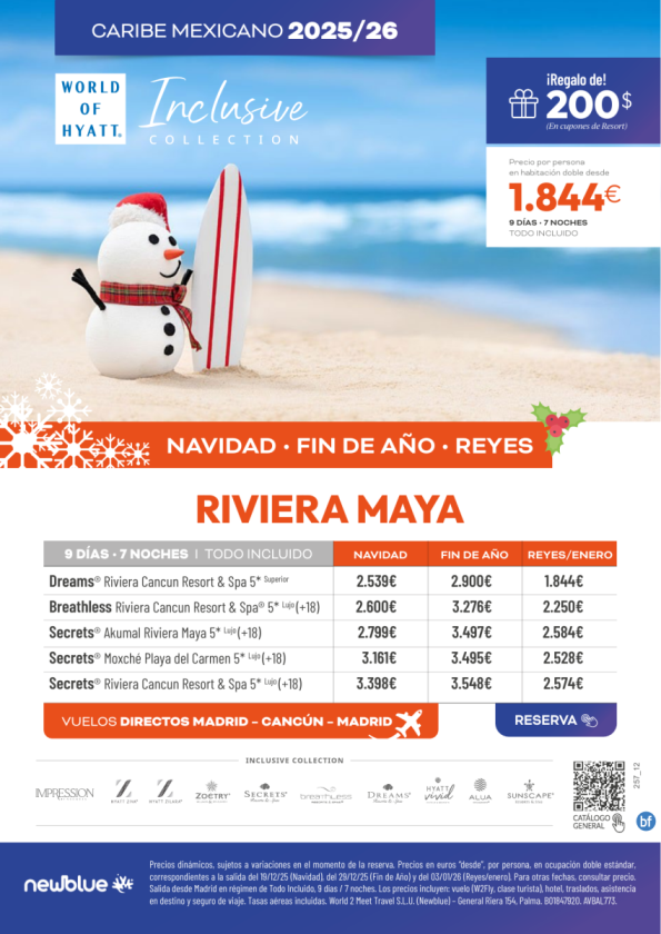 ? Navidad, Fin de Año y Reyes en el Caribe Mexicano ? Todo Incluido con vuelos directos desde 1.844 € 9D/7N