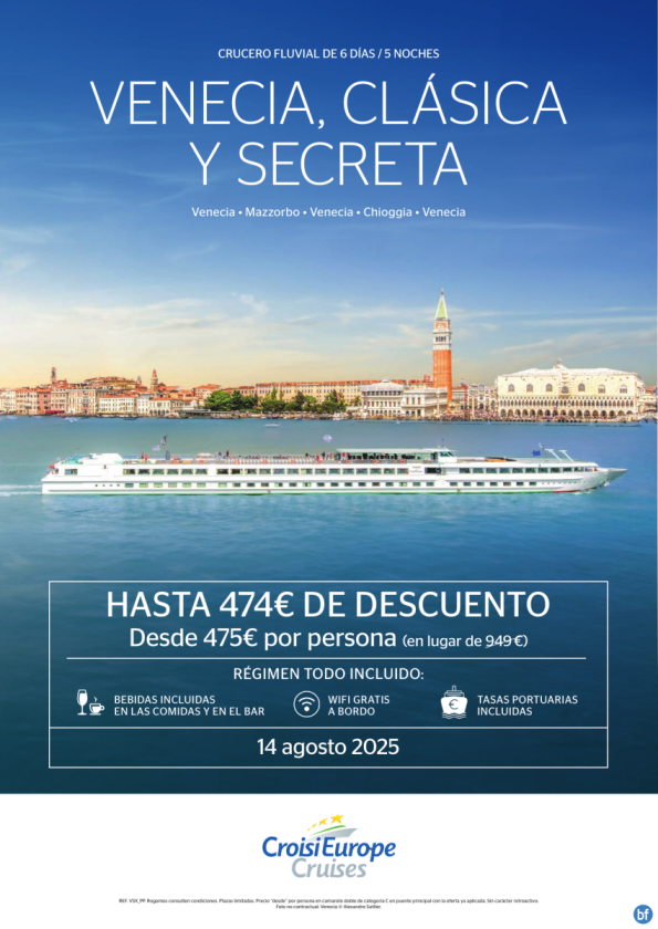 Desde 475 € - crucero Venecia - 6 días - régimen Todo Incluido - 14/08