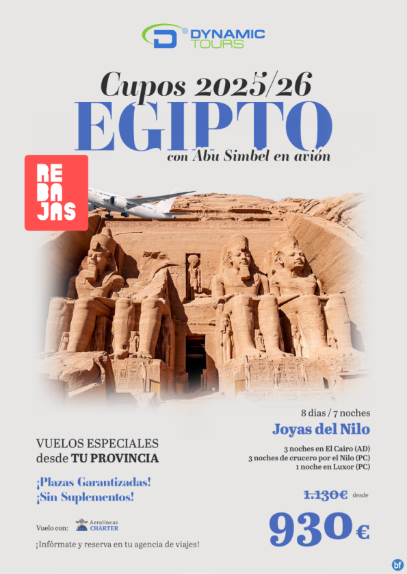 EGIPTO?? rebajas ???Joyas del Nilo??Abu Simbel en ??(3cai+3cru+1lxr) ? salidas: bcn, scq, lpa?dsd 930 € 