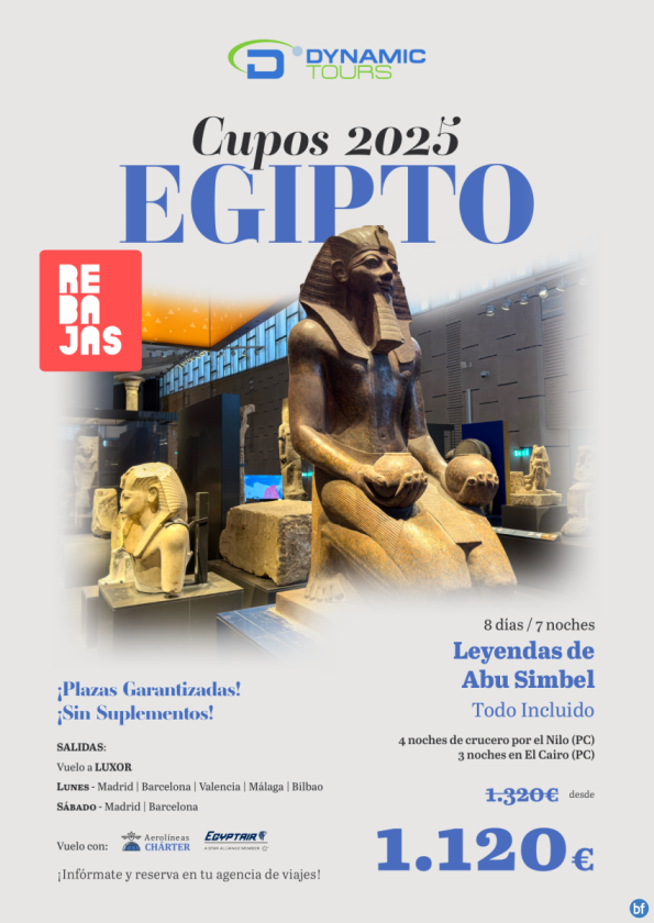 EGIPTO?? rebajas ???Leyendas de Abu Simbel T.I.?(4cru + 3cai) ? salidas: mad, bcn, agp, vlc, bio?dsd 1.120 € 