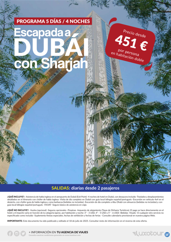 Escapada a Dubái con Sharjah, 5 días / 4 noches