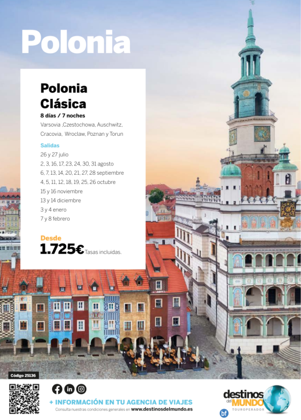 ?????Polonia clásica 8 d / 7 n desde 1725 € origen: Madrid, Barcelona, Valencia, Bilbao y Málaga ?????
