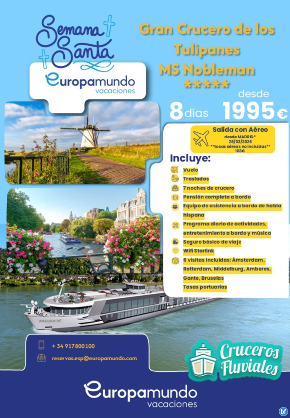 Gran Crucero de los Tulipanes MS Nobleman ***** Desde Madrid