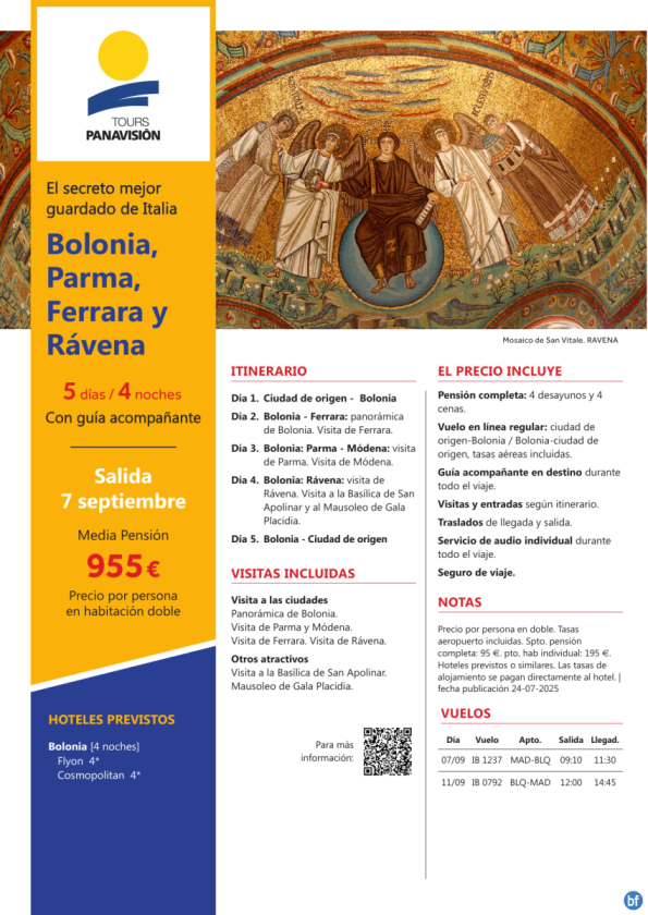 Bolonia, Parma, Ferrara y Rávena: 5 días desde 955 € 