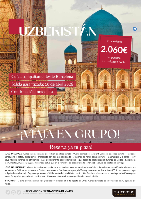 Uzbekistán, salida especial desde Barcelona
