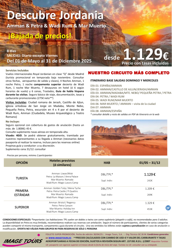 Descubre Jordania *OFERTÓN* circuito 8 días con Amman, Mar Muerto, Petra y Wadi Rum, desde 1.129 € 