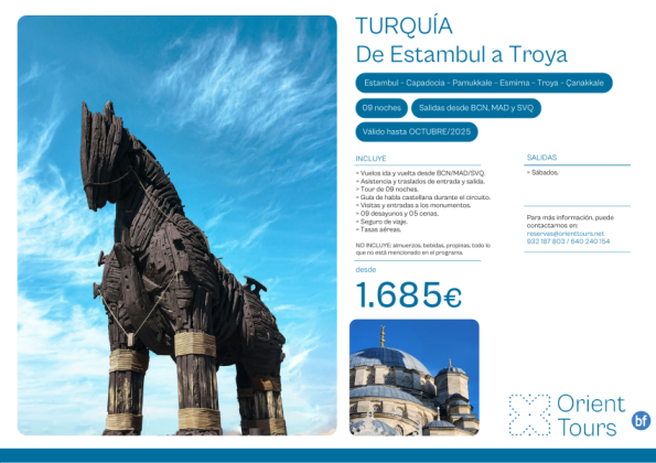Turquía circuito De Estambul a Troya 09 noches con vuelos desde MAD, BCN y SVQ	