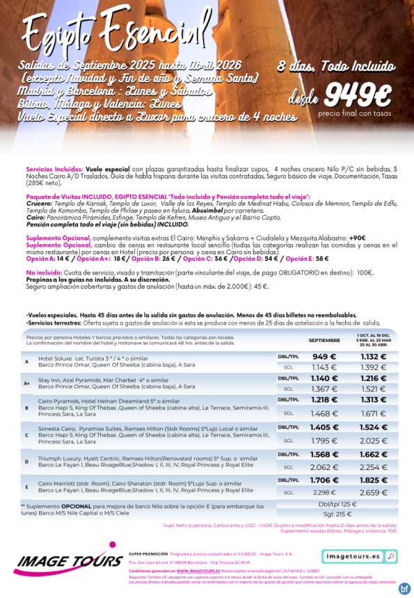 Egipto Esencial hasta abril 2026 ¡8 días con Visitas y plazas garantizadas! desde 949 € 