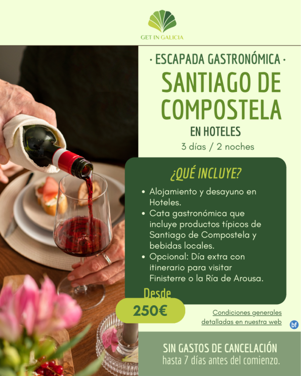 Escapada gastronómica · En Santiago de Compostela · 3 días / 2 noches. 250 € 