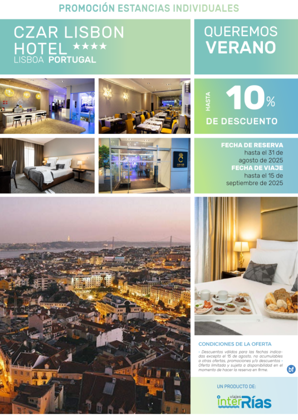 Queremos Verano Czar Lisbon Hotel 4* (Lisboa - Portugal).- Hoteles para Individuales