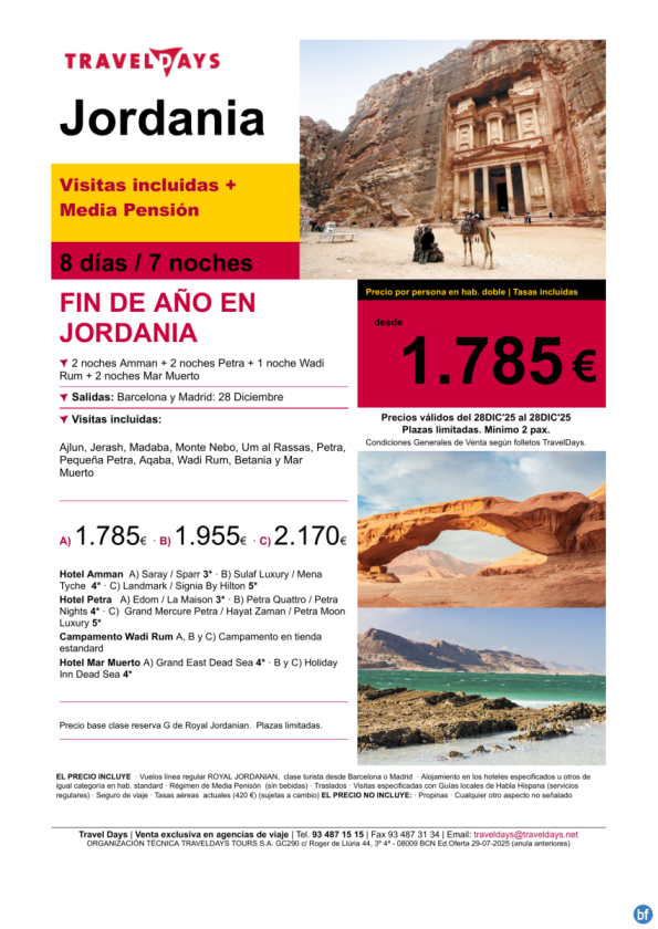 Fin de Año en Jordania - Salida 28 de Diciembre - Precio desde 1.785 € 