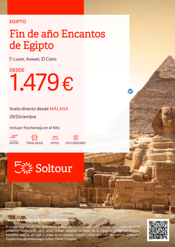 Fin de Año Encantos de Egipto desde 1.479 € , salida 29 Diciembre desde Málaga