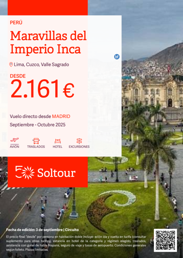 Maravillas del Imperio Inca desde 2.161 € , salidas Septiembre - Octubre desde Madrid
