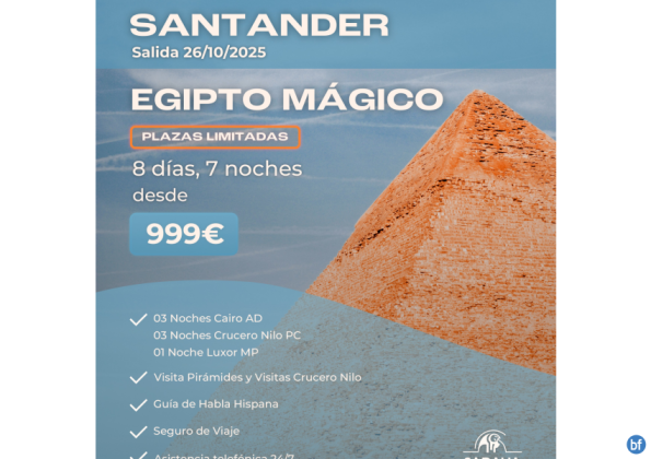 Especial Egipto Mágico con Abu Simbel en avión incluido desde Santander. Salida 26/10/25. Plazas limitadas.