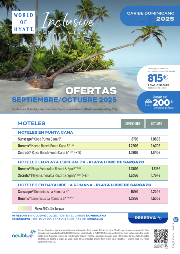Salidas inmediatas Punta Cana, Bayahibe y Playa Esmeralda - Ofertas Sep/Oct. Desde 815 € 