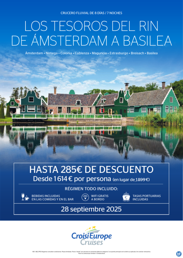 Hasta 285 € DESCUENTO - crucero por el Rin de Ámsterdam a Basilea - 8 días - Todo Incluido - 28/09