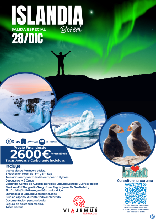 Islandia Boreal. Salida especial 28/DIC. Una experiencia única, vive la magia boreal.
