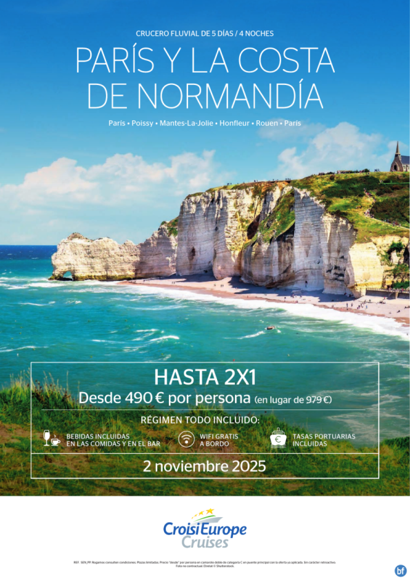 HASTA 2x1 - crucero por el Sena, París y Costa Normandía - 5 días - Todo Incluido - 02/11