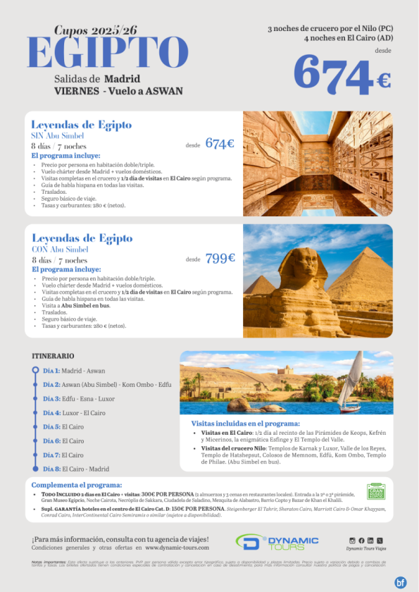 EGIPTO ?Salida los viernes??3cru+4cai?(? Madrid) desde 674 € 