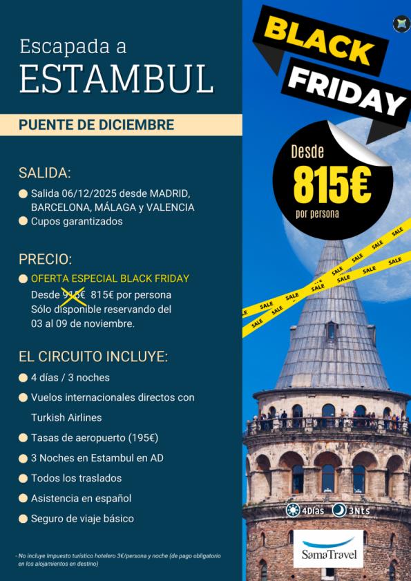 Black Friday:Escapada a Estambul: 100 € de DESCUENTO! salida desde mad, bcn, agp y vlc: reservas del 3 al 9 Nov