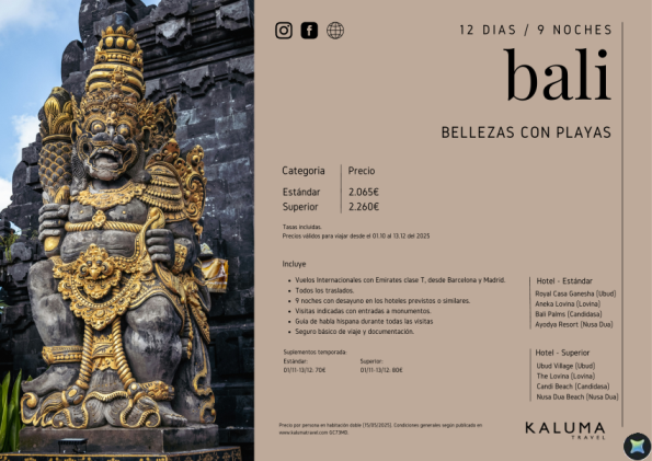 Bellezas de Bali y Playas 12 dias / 9 noches - Salidas Diarias hasta Diciembre desde 2.135 € 