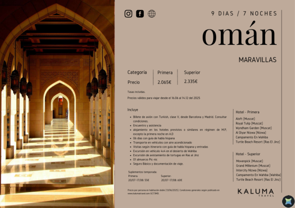 Maravillas de Omán 7 noches - Salidas hasta Noviembre desde 2.065 € 