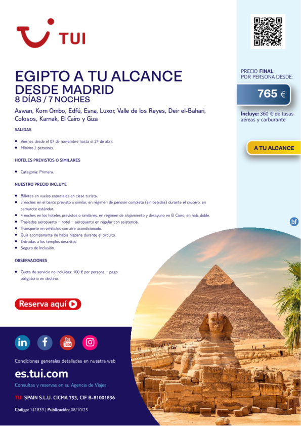 Egipto A tu Alcance. 8 días / 7 noches. Salida viernes desde 765 € 