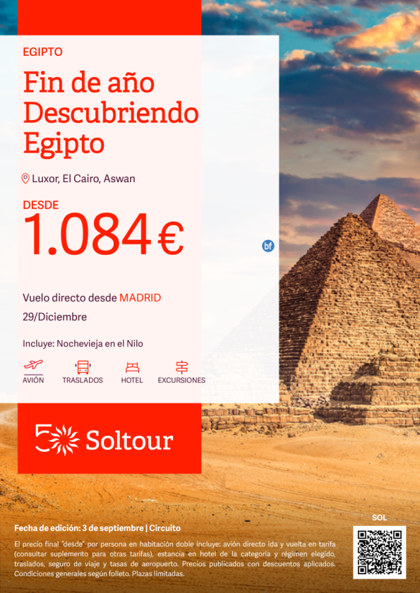 Fin de Año Descubriendo Egipto desde 1.084 € , salida 29 Diciembre desde Madrid