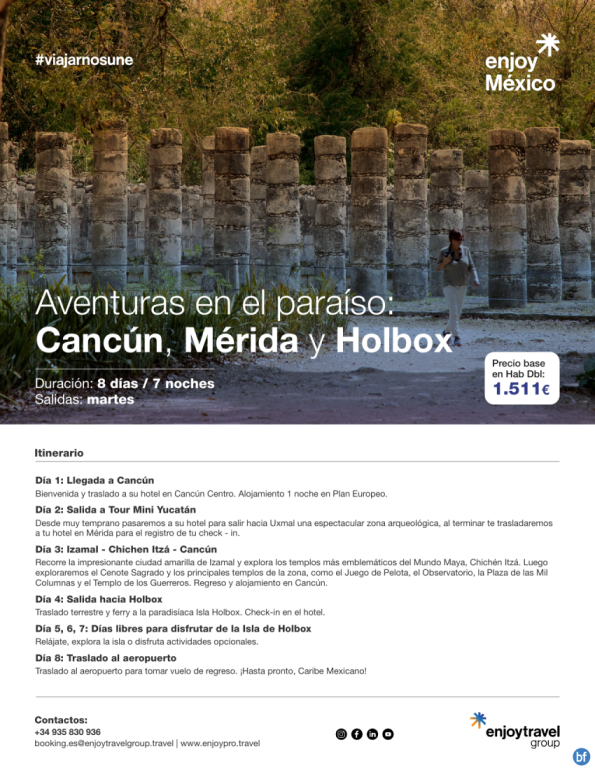 Aventuras en el paraíso: Cancún, Mérida y HOLBOX 8D/7N
