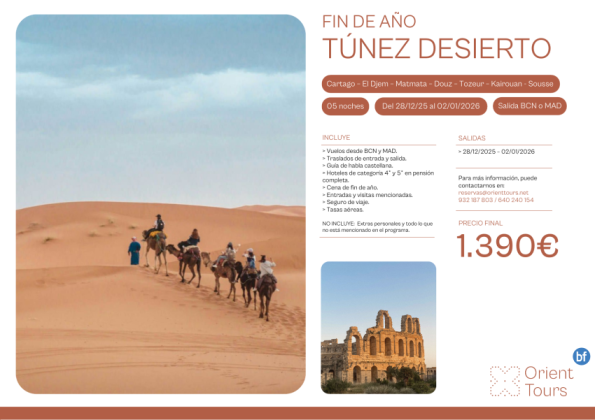 Túnez Fin de Año Escapada al desierto 05 noches salida 28/12 con vuelos desde Bcn y Mad