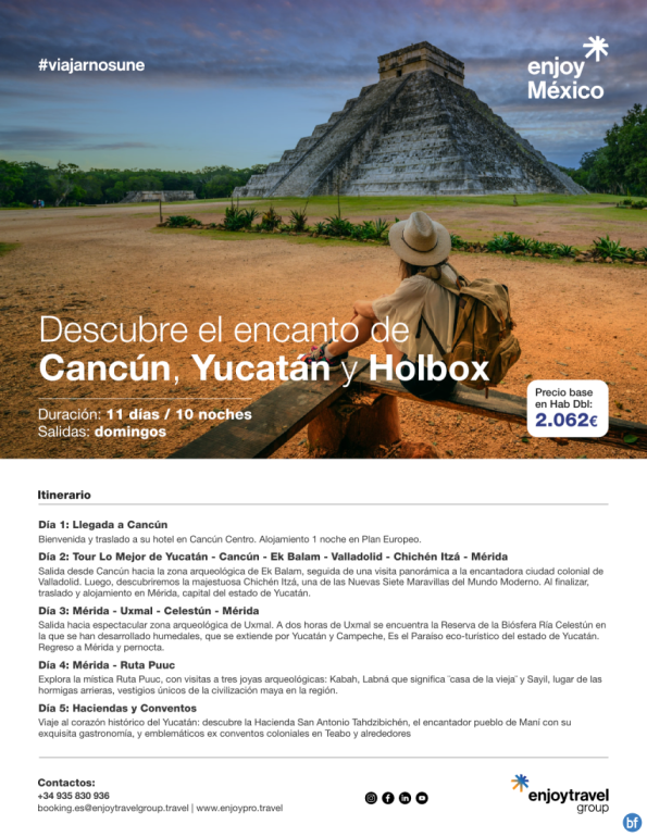 Descubre el encanto de Cancún, Yucatán y HOLBOX 11D/10N