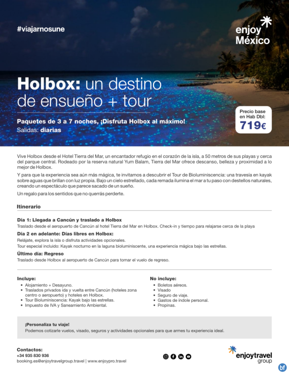 HOLBOX un destino de ensueño + tour, de 3 a 7 noches