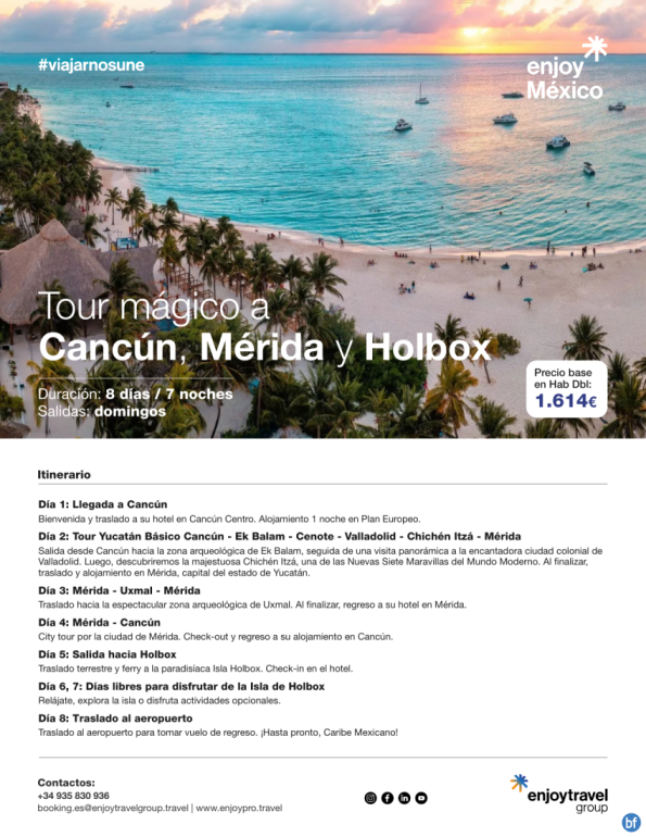 Tour mágico a Cancún, Mérida y HOLBOX 8D/7N