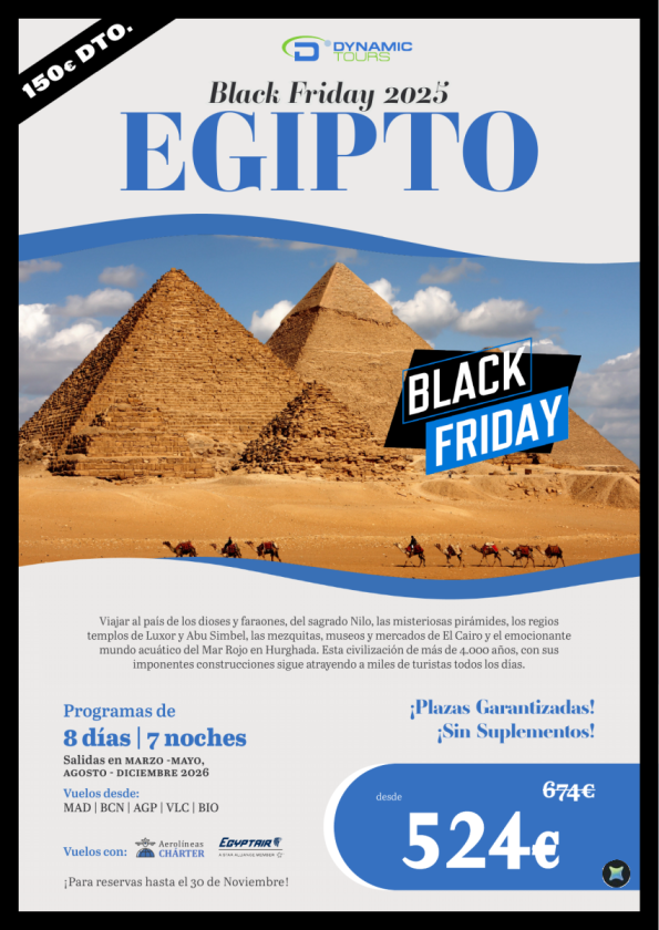 Egipto ? ?BLACK FRIDAY??8d/7n??150? de DTO.??salidas en mar-mayo, ago-dic?? desde 524 € 