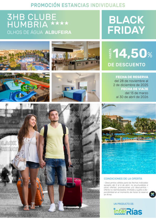 Black Friday Hotel 3HB Clube Humbria 4* - Olhos de Água (Albufeira)