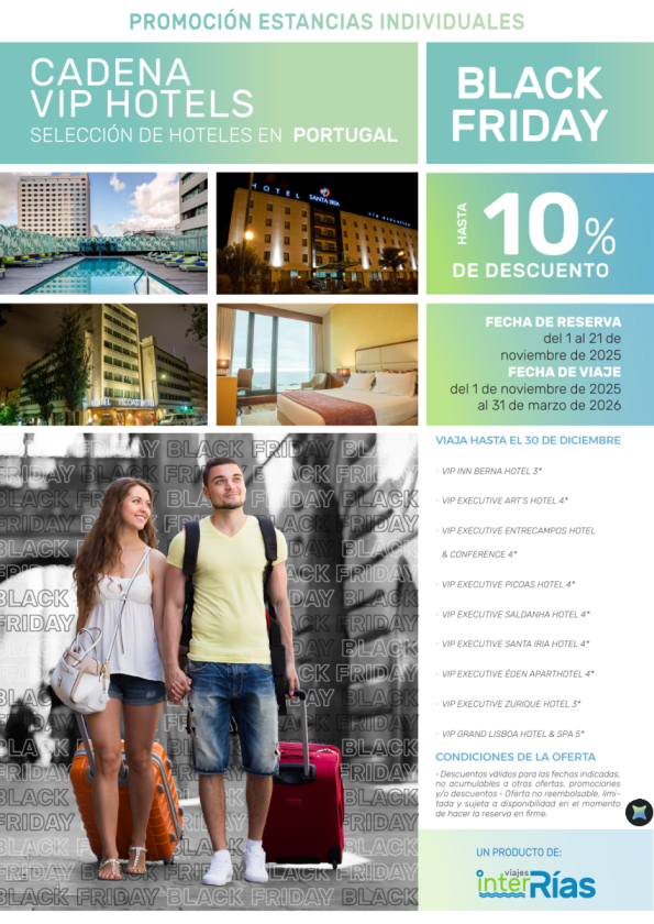 Black Friday Cadena Vip Hotels 10% Descuento