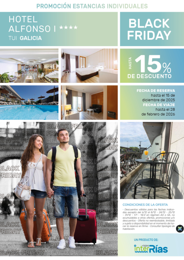 Black Friday 15% Dto. Hotel Alfonso I 4* Tui (Galicia)
