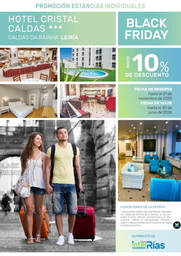 Black Friday 10% Dto. Hotel Cristal Caldas3* Caldas da Rainha (Leiria)