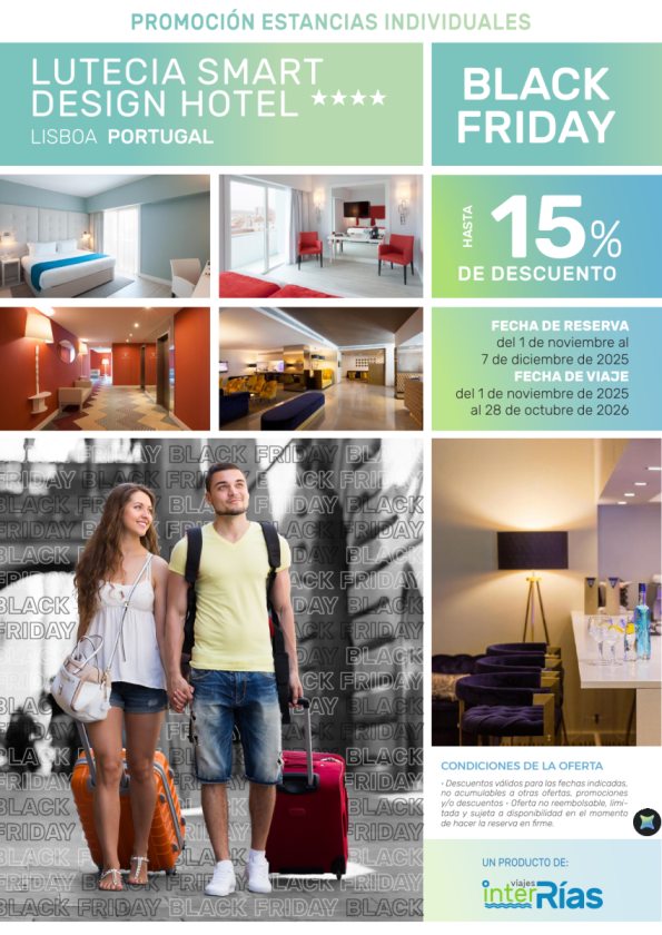 Black Friday 15% Dto. Lutecia Smart Design Hotel 4* - Lisboa