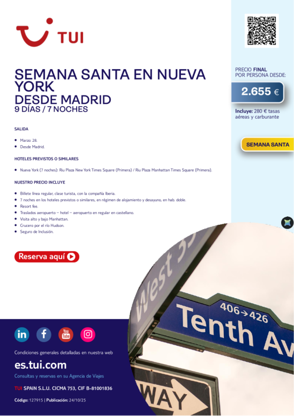 Semana Santa en Nueva York. 9 días / 7 noches. Salida 28 MAR desde MAD desde 2.655 € 