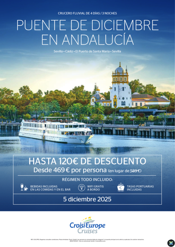 HASTA 120 € DESCUENTO - crucero por Andalucía - 4 días - todo incluido - 05/12 - desde 469 € 