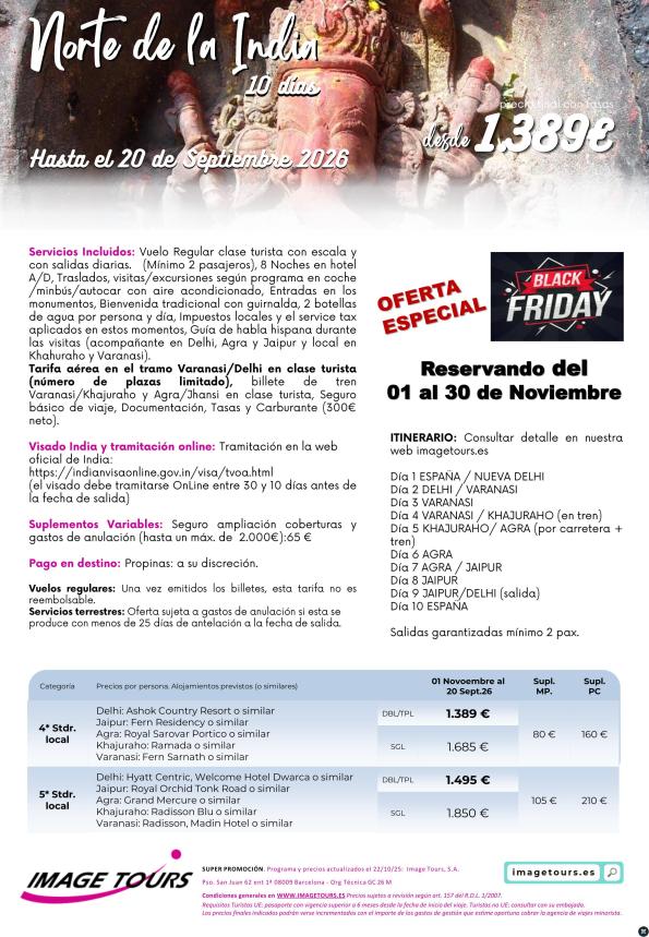 Norte de la India BLACK FRIDAY hasta septiembre 2026 - 10 días de viaje desde 1.389 € 
