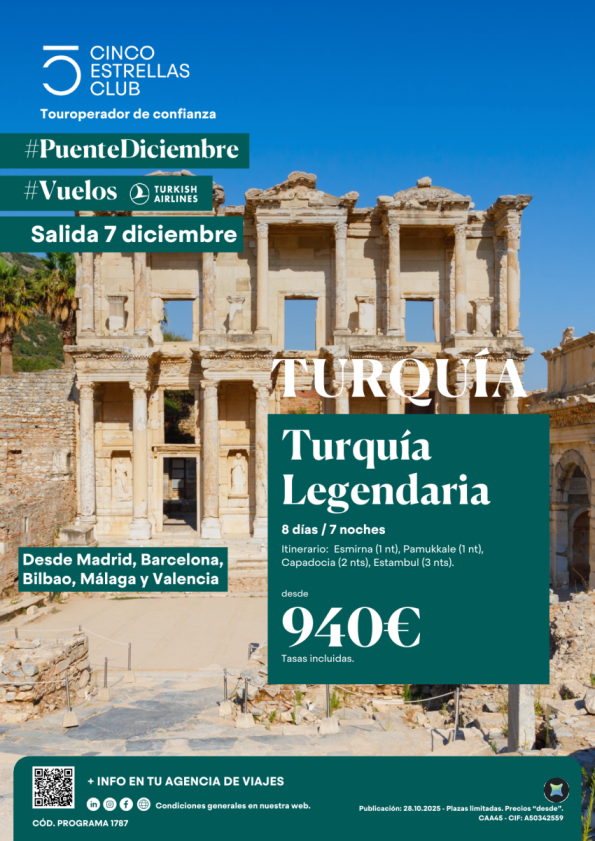 Cupos | Puente Diciembre Turquia Legendaria 8ds/7ns desds 940 € salidas 07 dic dsd Mad, Bcn, Bio, Agp y Vlc